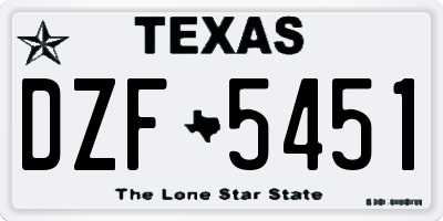 TX license plate DZF5451