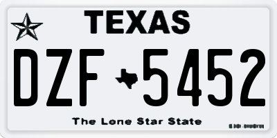 TX license plate DZF5452