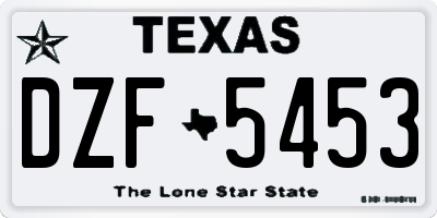 TX license plate DZF5453