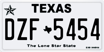 TX license plate DZF5454