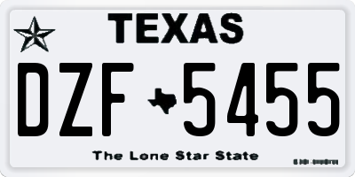 TX license plate DZF5455