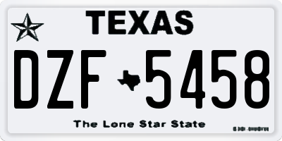 TX license plate DZF5458