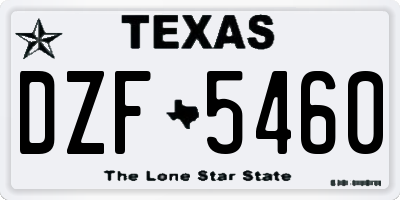 TX license plate DZF5460