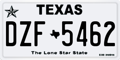 TX license plate DZF5462