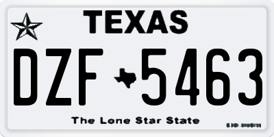 TX license plate DZF5463