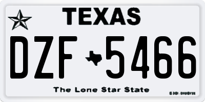 TX license plate DZF5466