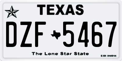 TX license plate DZF5467