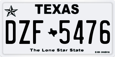 TX license plate DZF5476