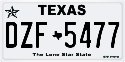 TX license plate DZF5477