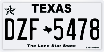 TX license plate DZF5478