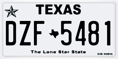 TX license plate DZF5481