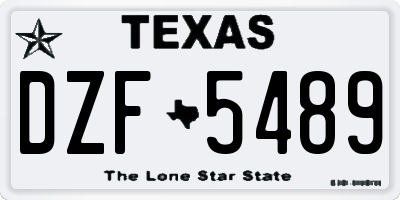 TX license plate DZF5489