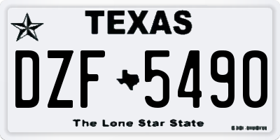 TX license plate DZF5490