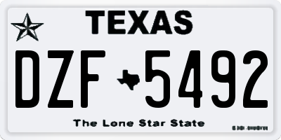 TX license plate DZF5492