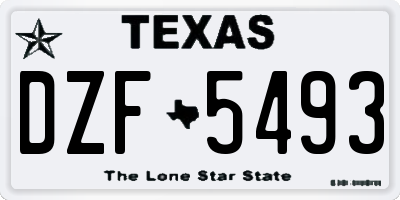 TX license plate DZF5493