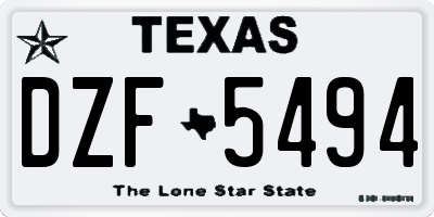 TX license plate DZF5494