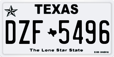 TX license plate DZF5496