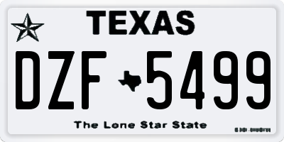 TX license plate DZF5499