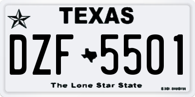 TX license plate DZF5501