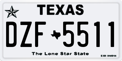 TX license plate DZF5511