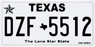 TX license plate DZF5512