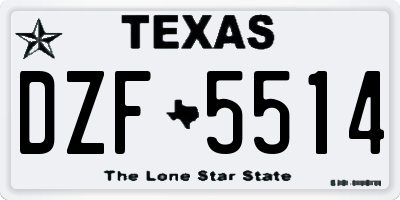 TX license plate DZF5514