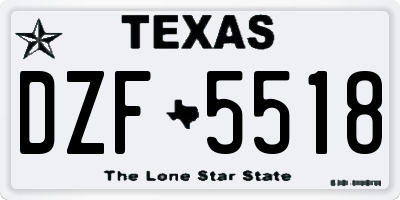 TX license plate DZF5518