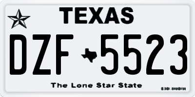 TX license plate DZF5523