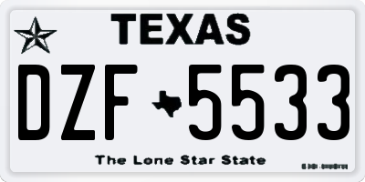 TX license plate DZF5533