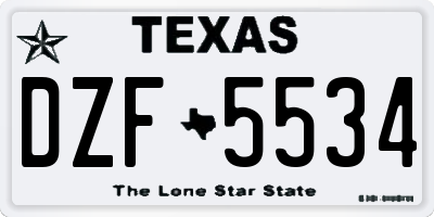 TX license plate DZF5534
