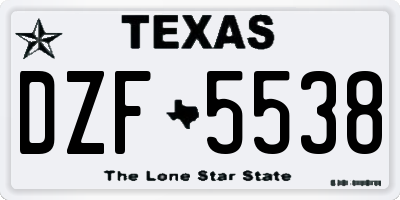 TX license plate DZF5538