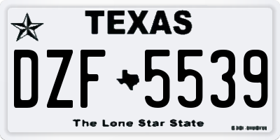 TX license plate DZF5539