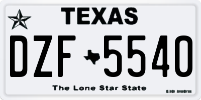 TX license plate DZF5540