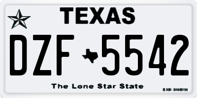TX license plate DZF5542