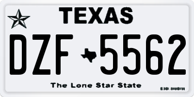 TX license plate DZF5562