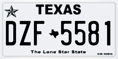 TX license plate DZF5581