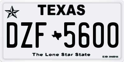 TX license plate DZF5600