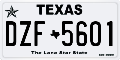 TX license plate DZF5601