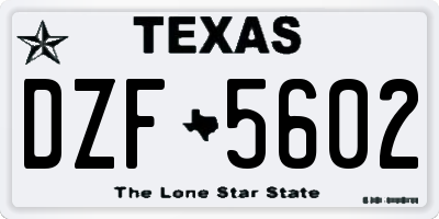 TX license plate DZF5602