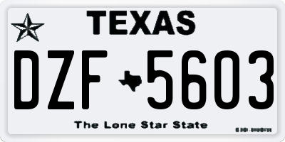 TX license plate DZF5603