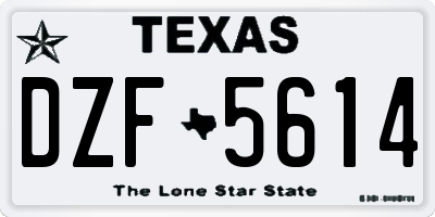 TX license plate DZF5614