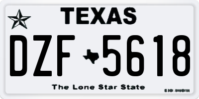 TX license plate DZF5618