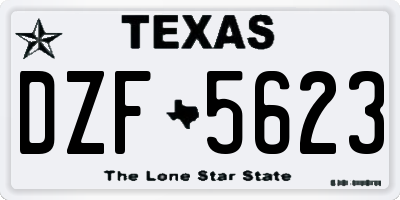 TX license plate DZF5623