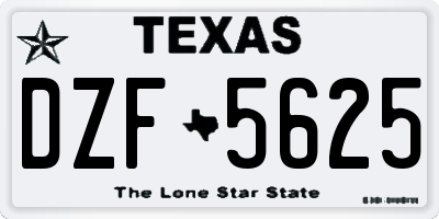 TX license plate DZF5625