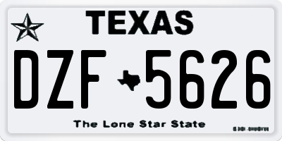 TX license plate DZF5626
