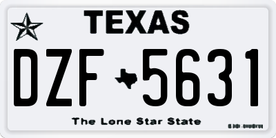 TX license plate DZF5631