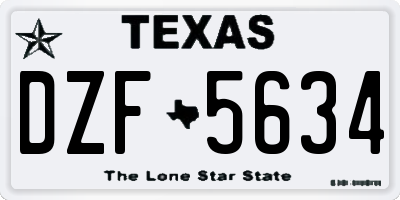 TX license plate DZF5634