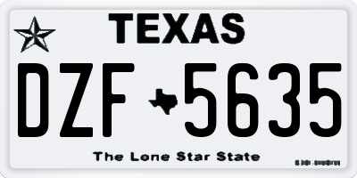 TX license plate DZF5635