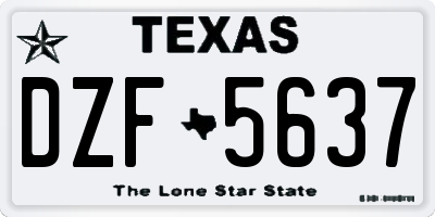 TX license plate DZF5637