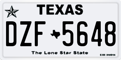 TX license plate DZF5648